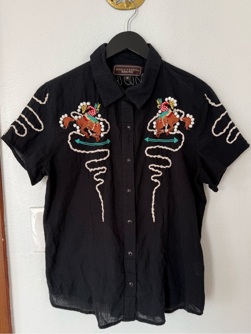 Double D Ranch Black Short-Sleeve Western Embroidered Shirt